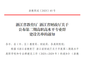 喜报:我校成功入选浙江省“双高”建设名单